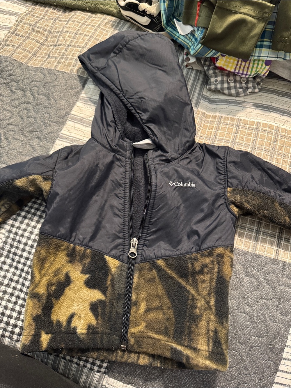 Columbia Black & Olive Camo-Look Kids Hooded Jacket